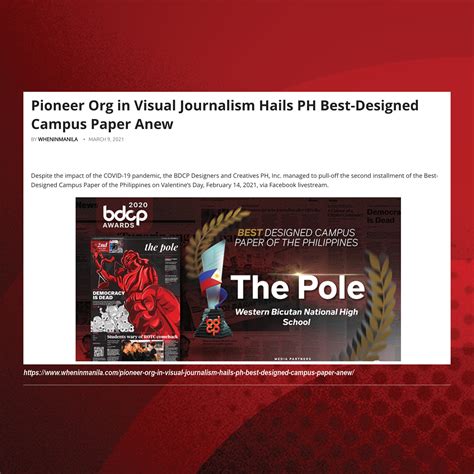 Pioneer Org in Visual Journalism Hails PH Best .